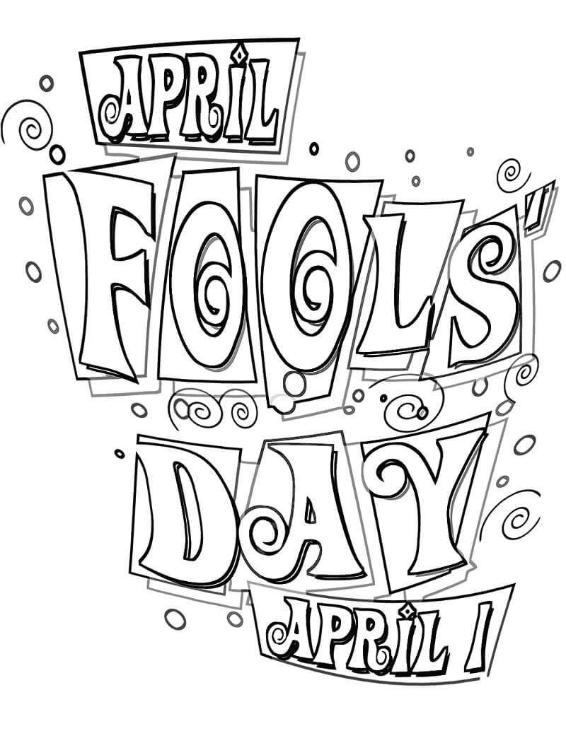 Happy April Fools Day lettering coloring book